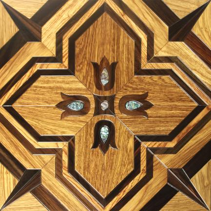 Flooring made of rosewood, black acid branch, and shell materials