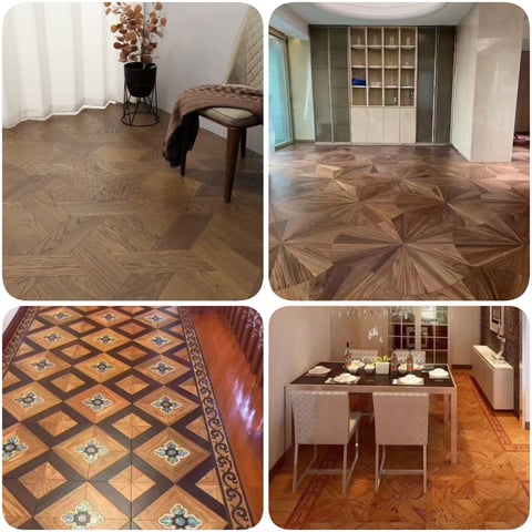 Flooring made of rosewood, black acid branch, and shell materials